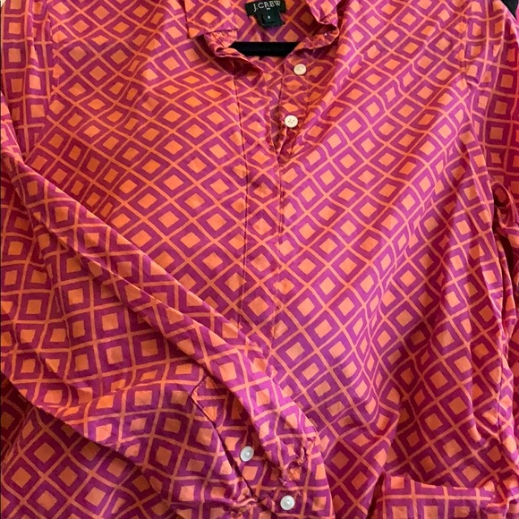 J. Crew Pink and Orange Popover Top - Picture 3 of 4